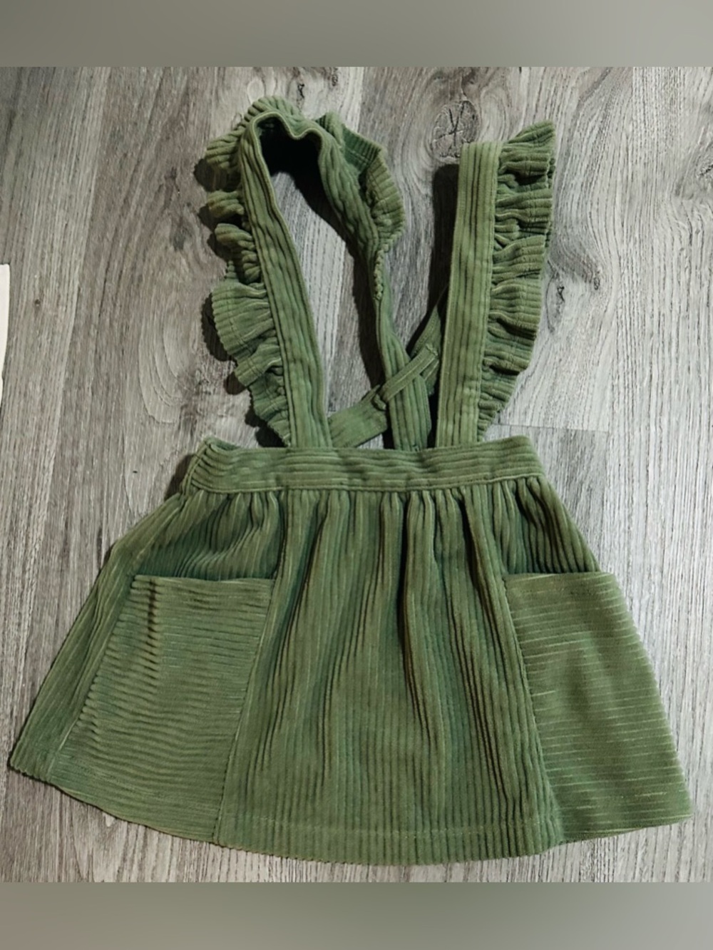 ⭐️18M Girls ($5 BUNDLE ADD ON) Olive Green Corduroy Suspender Skirt